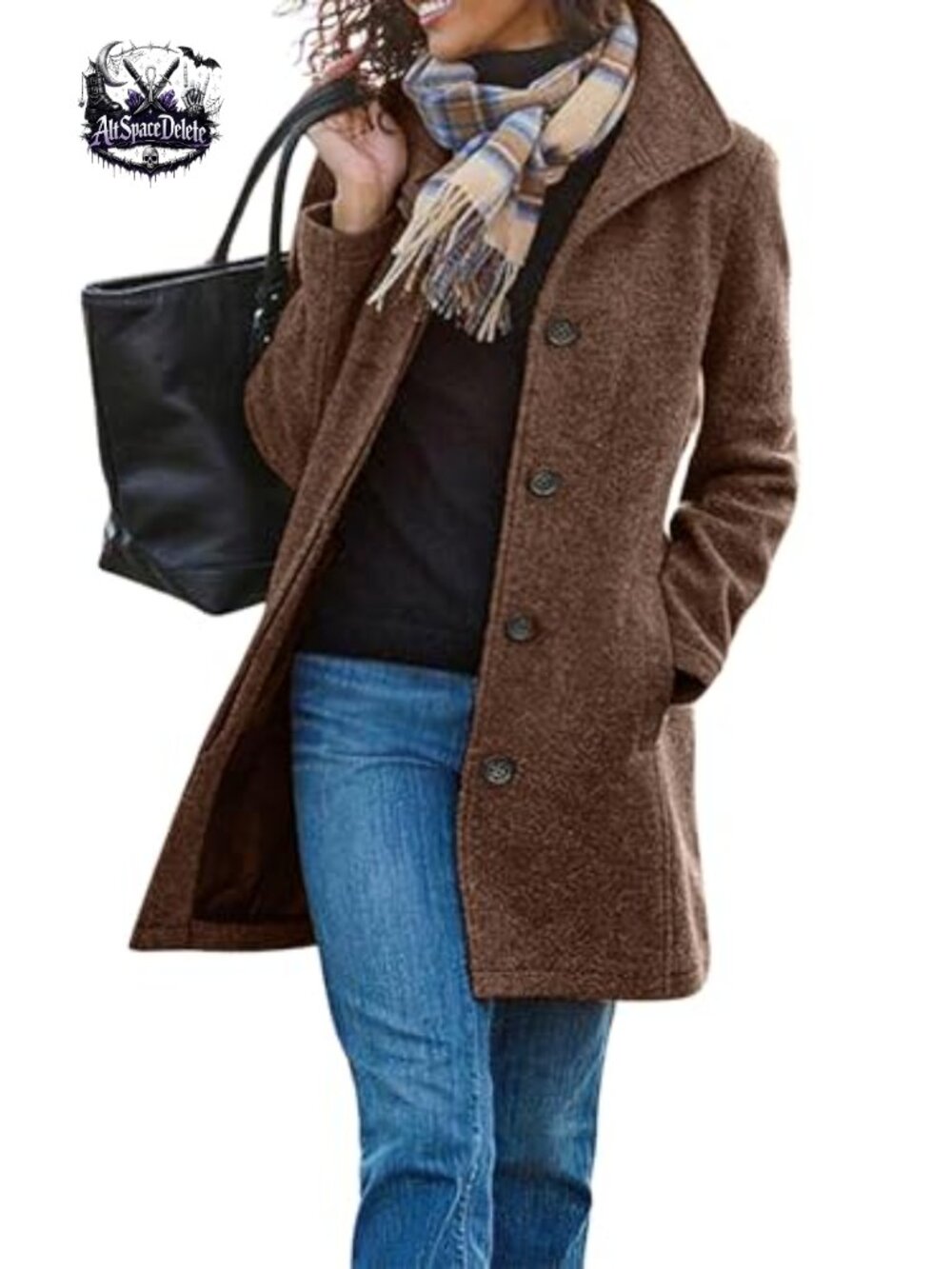 Women's Thicken Wool Blend Stand Collar Single Breasted Pea Coat
